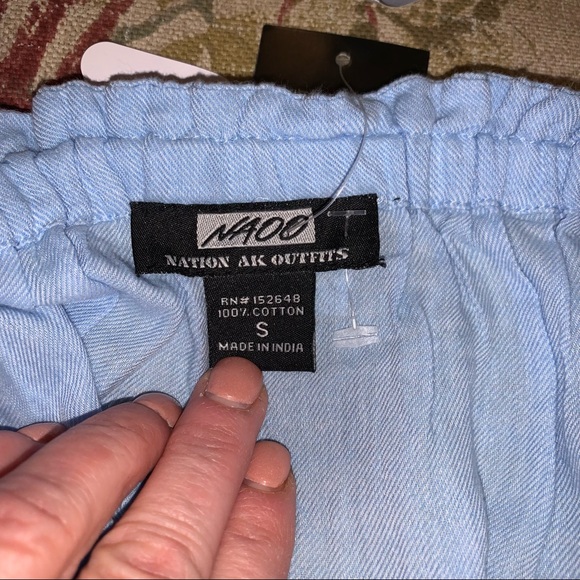 Womens light blue with white trim off shoulders top small new with tags - Picture 5 of 5